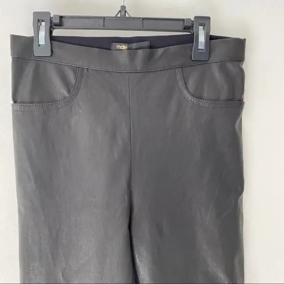 Maje Smarta Black Lamb Leather Stretch Leggings Small NWTS